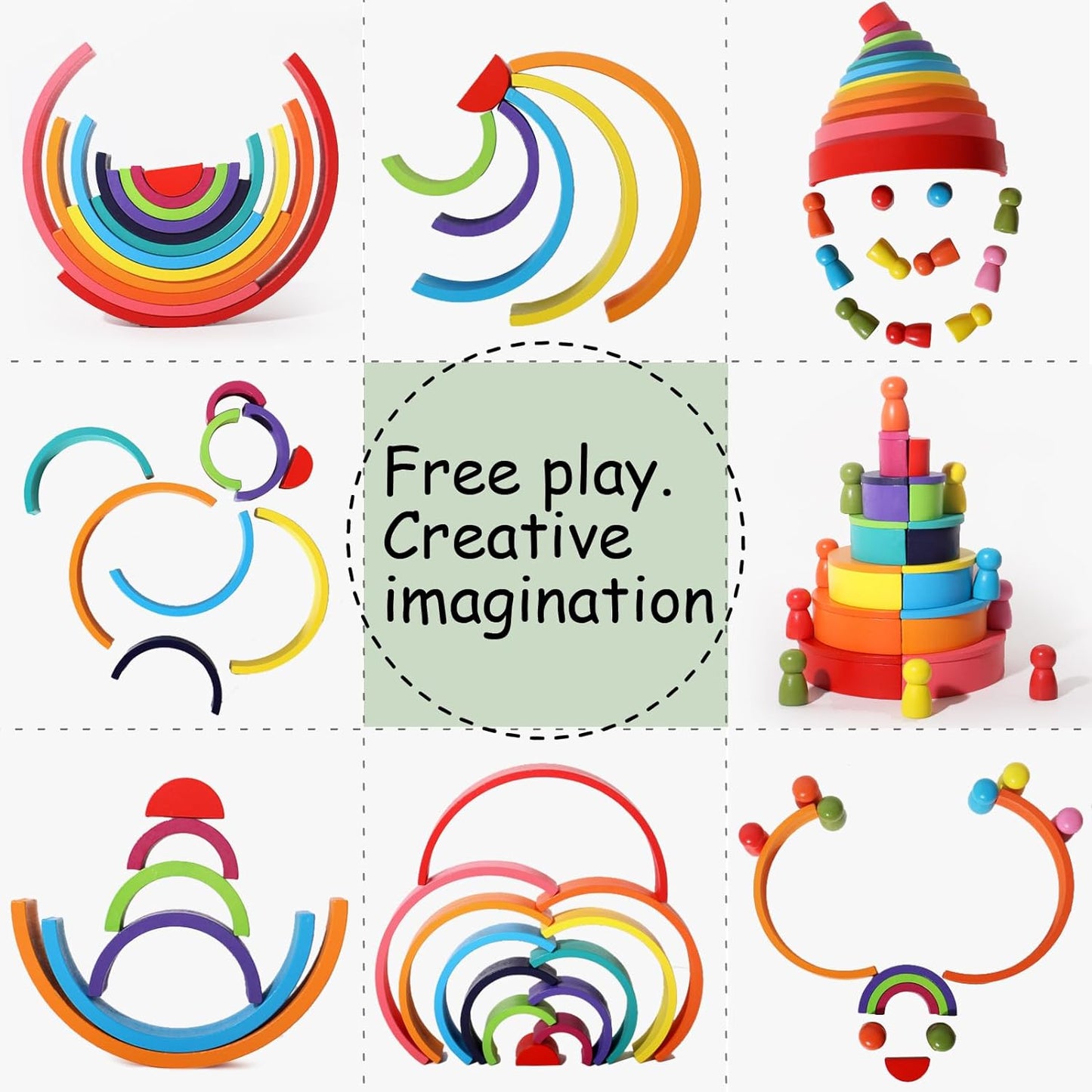 Juego 45 pcs Bloques Arcoíris de Construcción 4 en 1 - Saranh Store