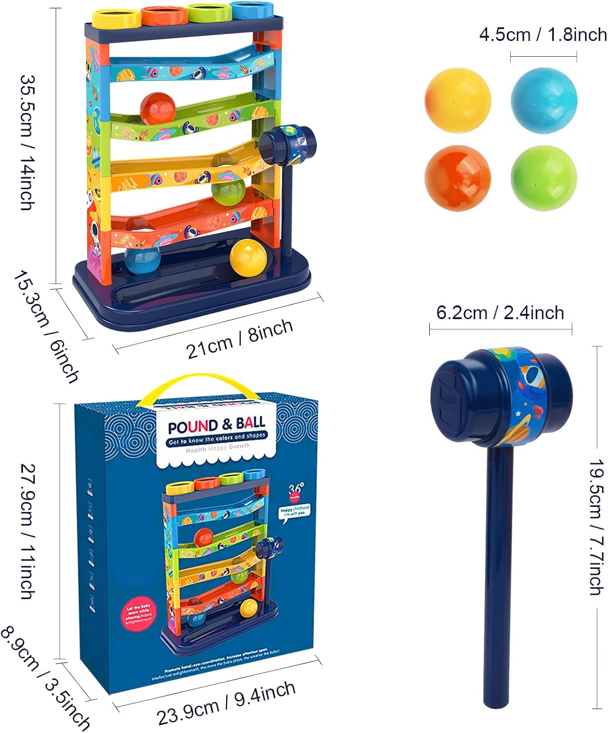 🎢 Juguete Montessori con Rampa y Martillo 🔨 Estimula a tu Bebé +1 Año