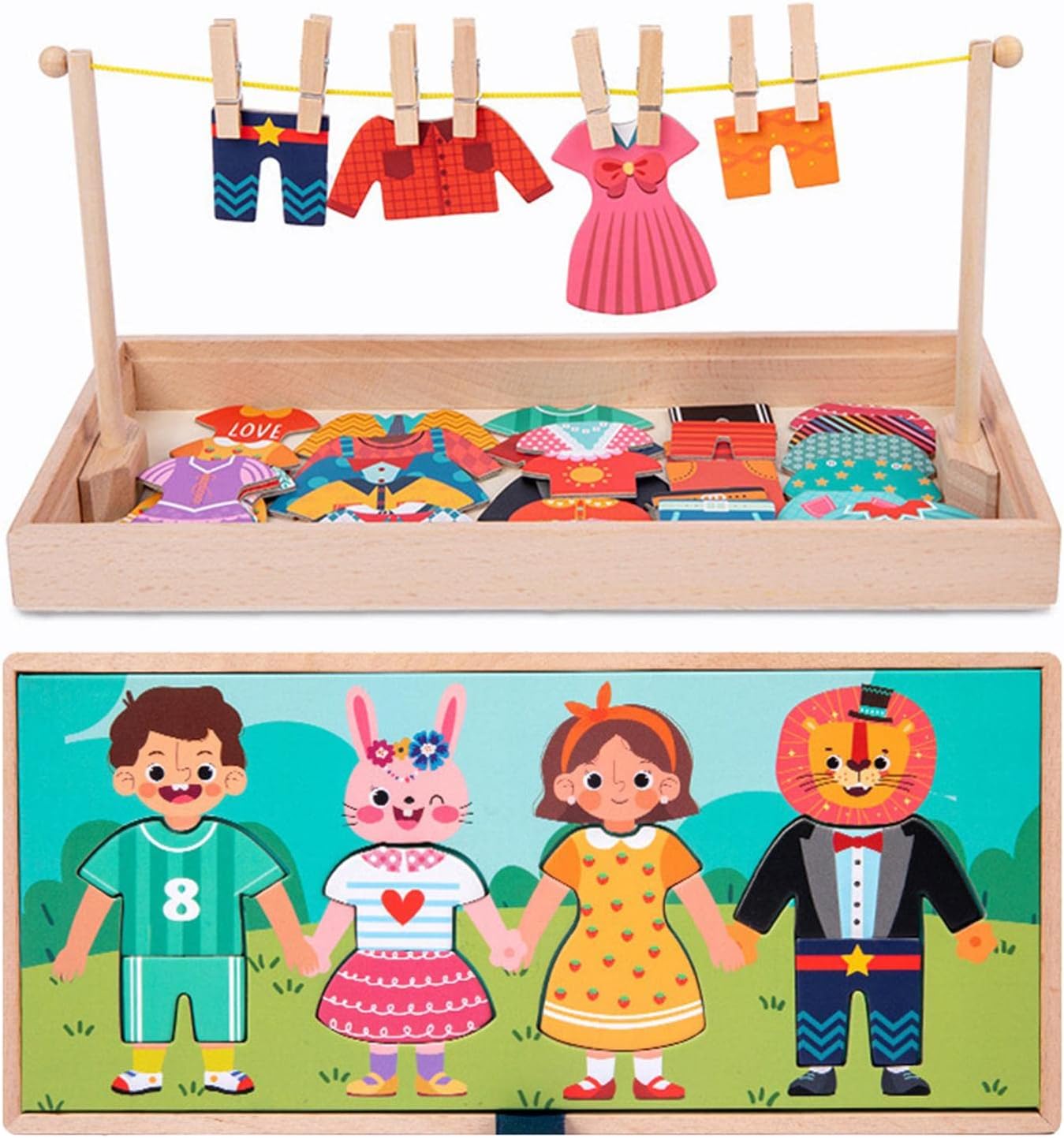 Juego de Simulación Ropa Colgante y Vestir Puzzle