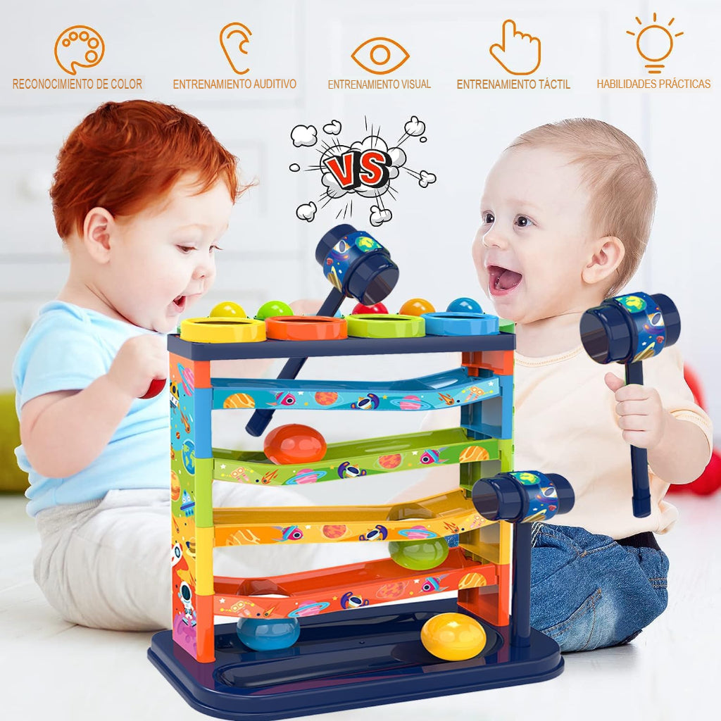 🎢 Juguete Montessori con Rampa y Martillo 🔨 Estimula a tu Bebé +1 Año