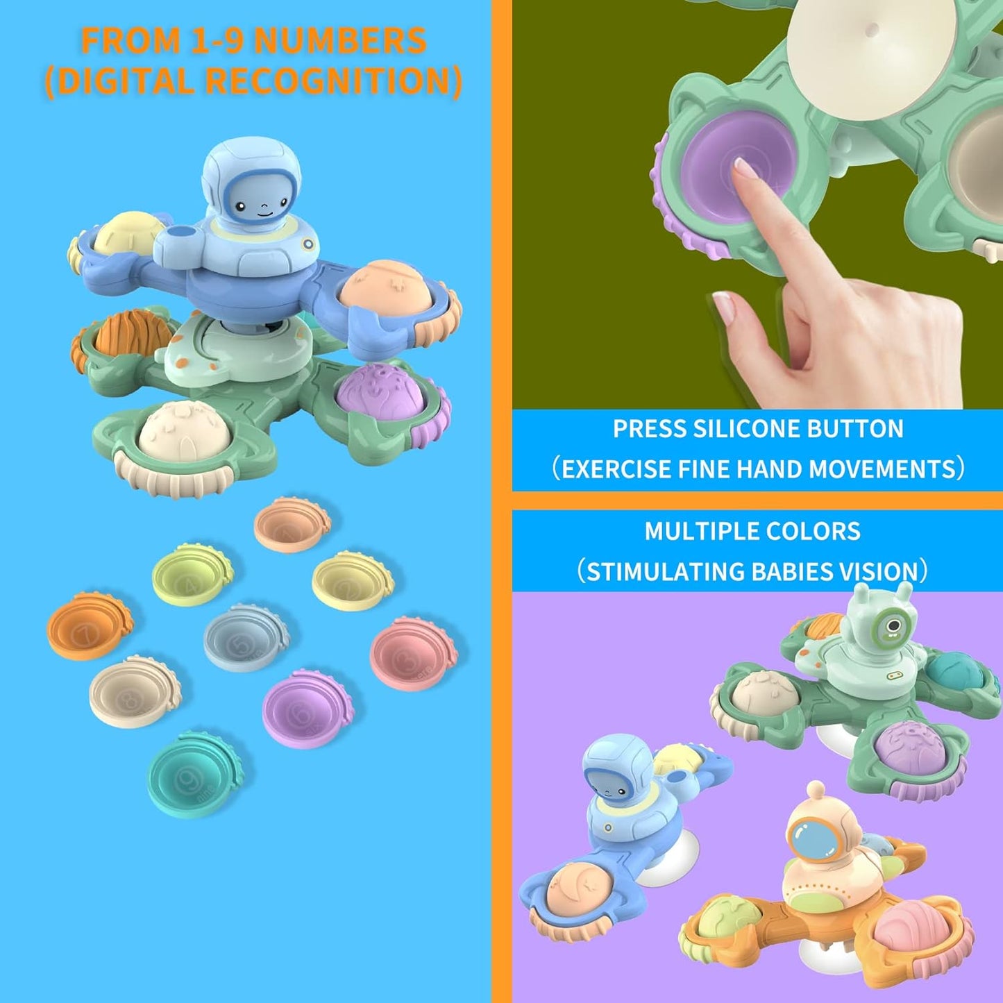 Juguetes Giratorios Spinner Con Ventosas Para Bebés Pack X3 - Saranh Store