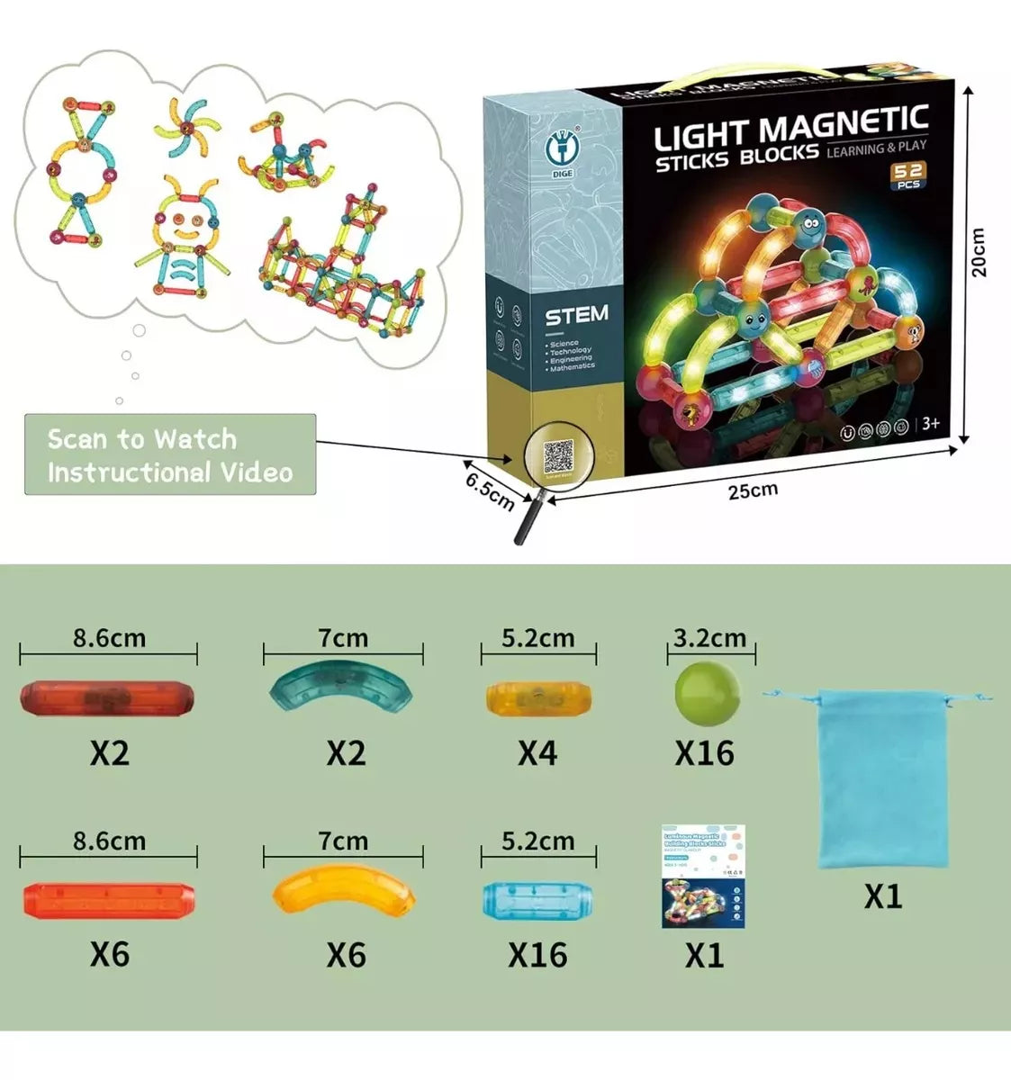 VARILLAS MAGNÉTICAS 52 PCS LED