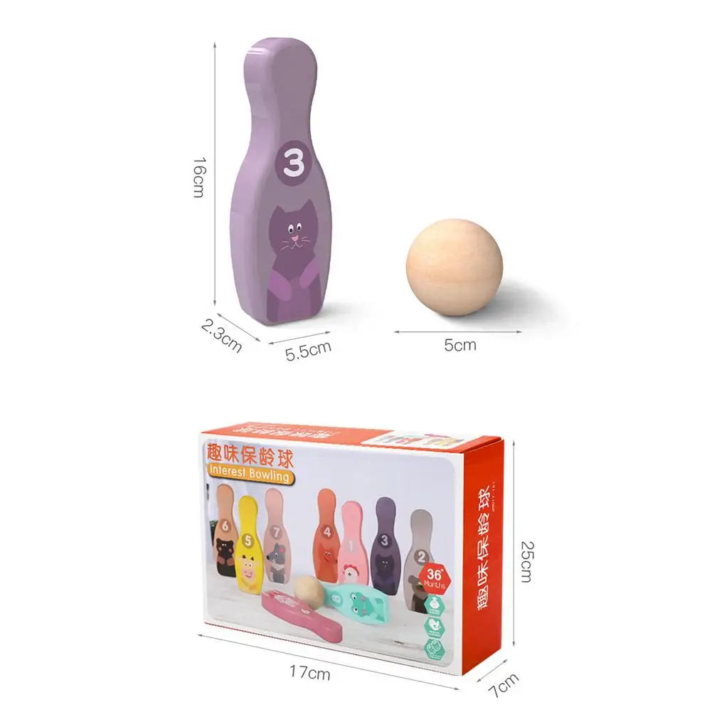 Juego Palitroque De Madera Bowling Numero Didactico Niños - Saranh Store