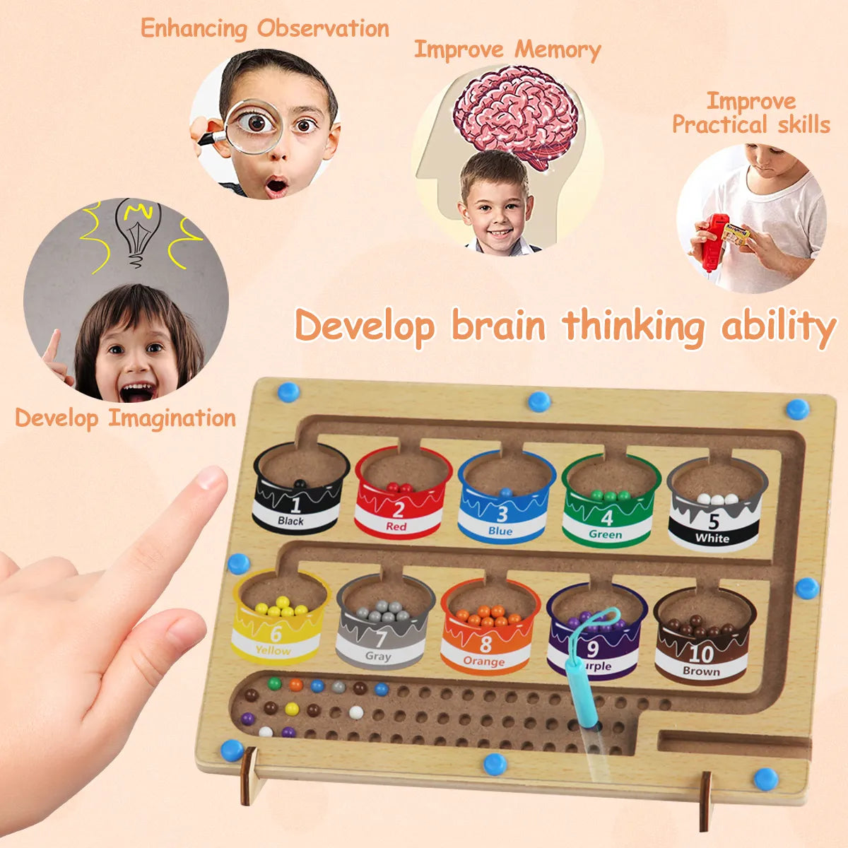 Tablero De Juego Magnético Montessori Para Niños Con Colores - Saranh Store