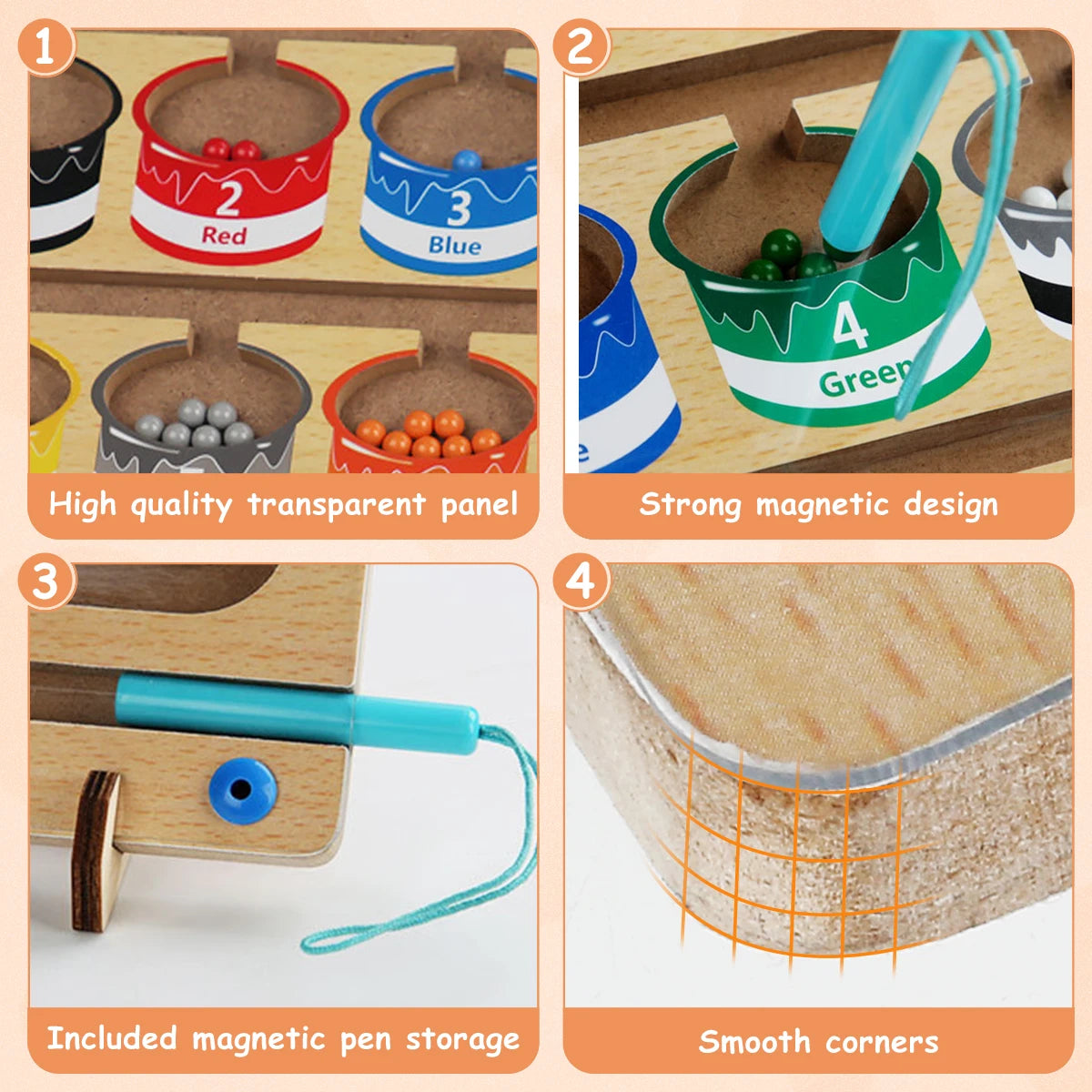 Tablero De Juego Magnético Montessori Para Niños Con Colores - Saranh Store