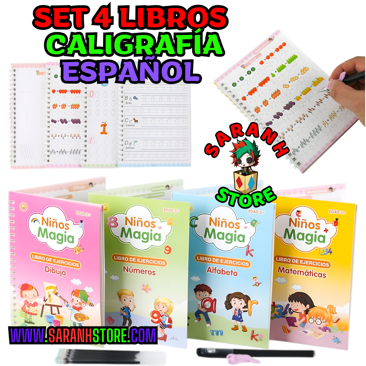 🧠✍️ Cuaderno Mágico de Escritura Infantil + Tinta Reutilizable