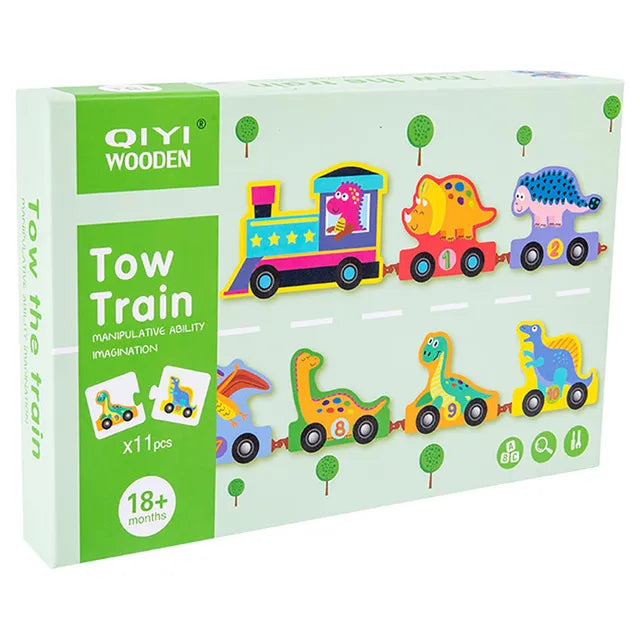 Juego Tren De Dinosaurios De Los Números Didáctico De Madera - Saranh Store