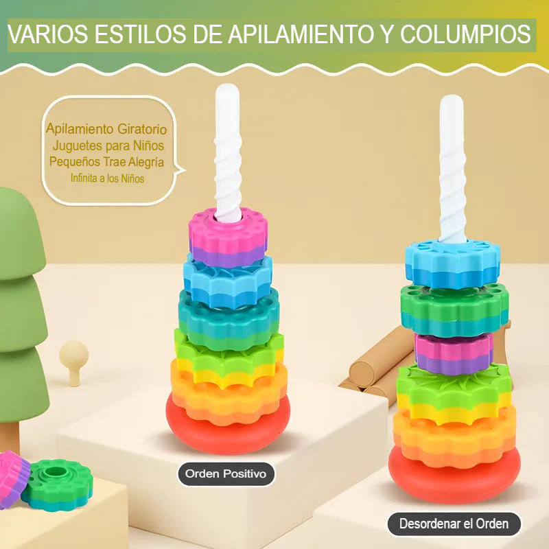 🌈 Torre Giratoria Montessori Bebé 👶 | Juguete Sensorial Educativo