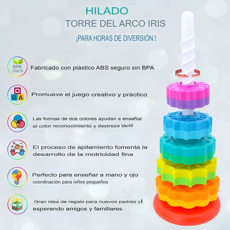 🌈 Torre Giratoria Montessori Bebé 👶 | Juguete Sensorial Educativo