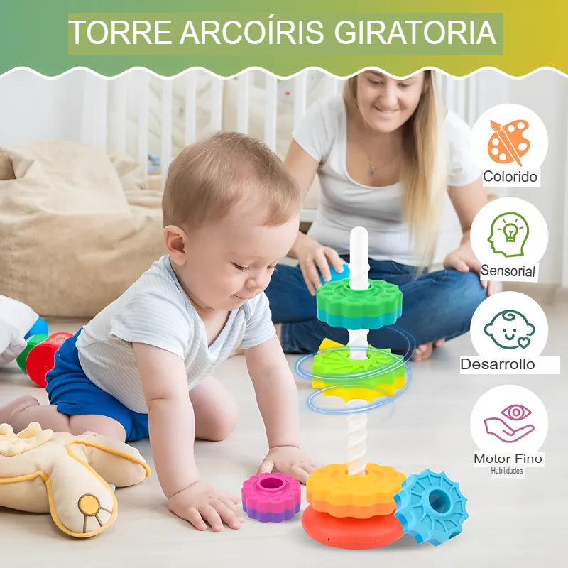 🌈 Torre Giratoria Montessori Bebé 👶 | Juguete Sensorial Educativo