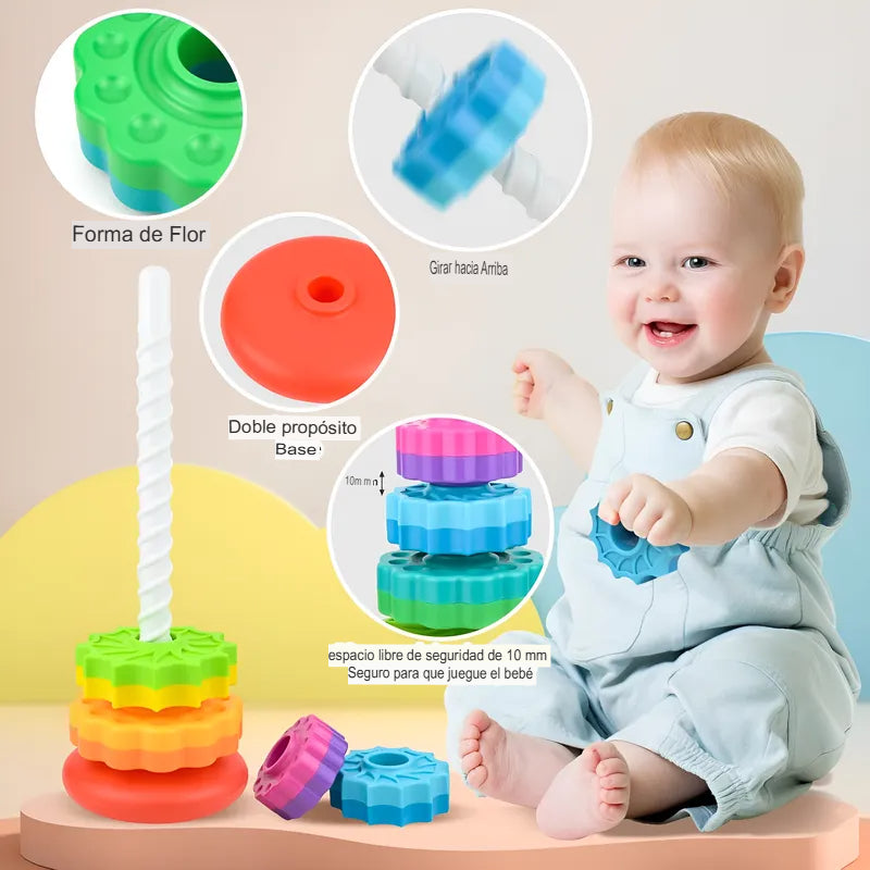🌈 Torre Giratoria Montessori Bebé 👶 | Juguete Sensorial Educativo