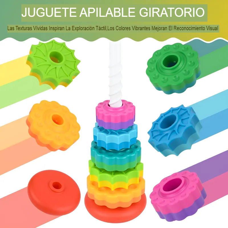 🌈 Torre Giratoria Montessori Bebé 👶 | Juguete Sensorial Educativo