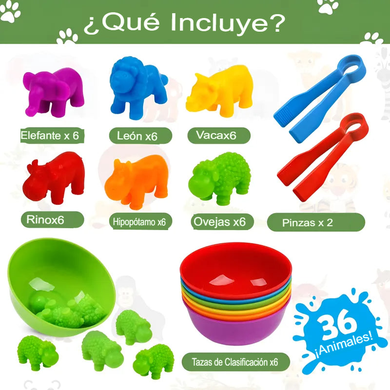 🧮🌈 Juguete Montessori de Clasificación y Conteo | Animales y Familia🎨👨👩👧👦