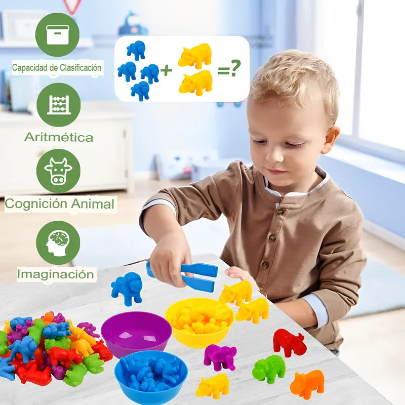 🧮🌈 Juguete Montessori de Clasificación y Conteo | Animales y Familia🎨👨👩👧👦