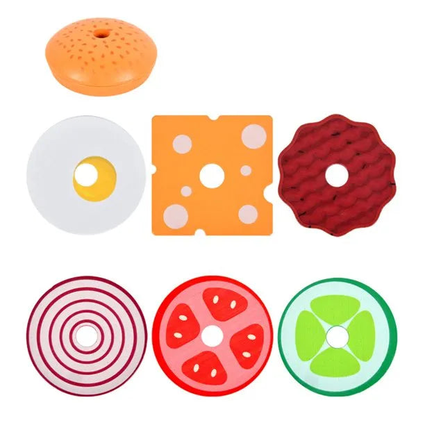 Juguete Montessori De Apilamiento De Hamburguesas De Madera - Saranh Store