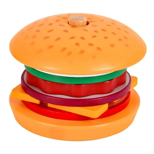Juguete Montessori De Apilamiento De Hamburguesas De Madera - Saranh Store