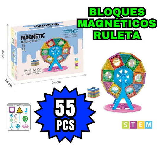 BLOQUES MAGNÉTICOS 55 PCS (RULETA)