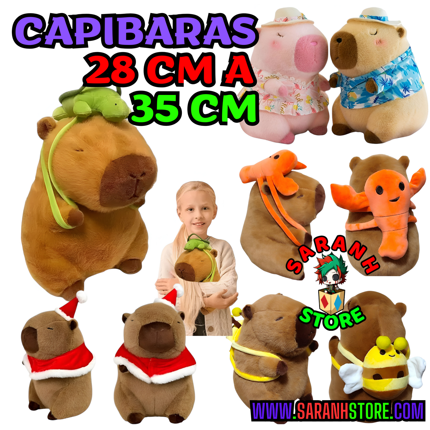 🐾 Peluches de Capibara con Mochilas Adorables 27 Cm 🐢🦞🐝 | ¡Llévate la Dulzura a Casa!