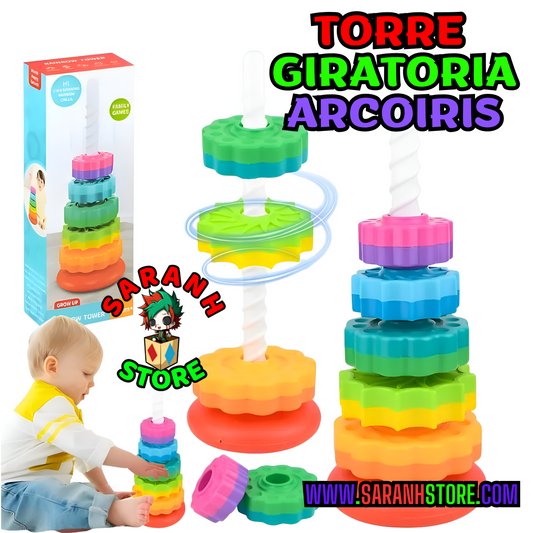 🌈 Torre Giratoria Montessori Bebé 👶 | Juguete Sensorial Educativo