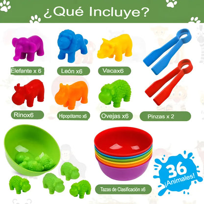 🧮🌈 Juguete Montessori de Clasificación y Conteo | Animales y Familia🎨👨‍👩‍👧‍👦