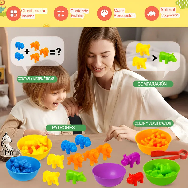 🧮🌈 Juguete Montessori de Clasificación y Conteo | Animales y Familia🎨👨‍👩‍👧‍👦